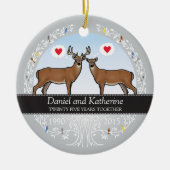 Speciaal 25th Wedding Jubileum, Buck & Doe Keramisch Ornament (Voorkant)