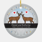 Speciaal 25th Wedding Jubileum, Buck & Doe Keramisch Ornament (Achterkant)