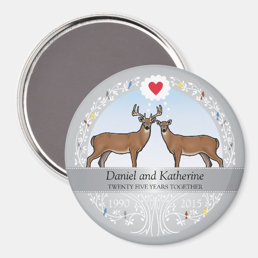 Speciaal 25th Wedding Jubileum, Buck & Doe Magneet (Voorkant / Achterkant)