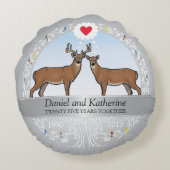 Speciaal 25th Wedding Jubileum, Buck & Doe Rond Kussen (Achterkant)