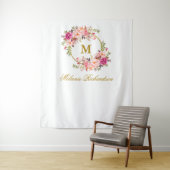 Speciaal 2 - Waterverf roze Floral Gold Wandkleed (In situ)