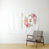 Speciaal 2 - Waterverf roze Floral Gold Wandkleed (In Situ (horizontaal))