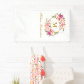 Speciaal 3 - Waterverf roze Floral Gold Spandoek (Insitu)