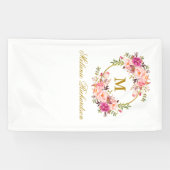 Speciaal 3 - Waterverf roze Floral Gold Spandoek (Horizontaal)