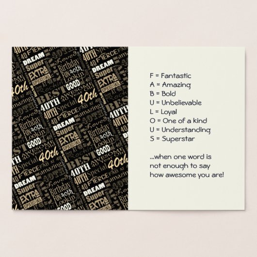 Speciaal 40e geboortedag fotoMonogram Folie Kaarten (Binnen)