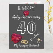 Speciaal 40e Jubileum kaart voor echtgenoot/echtge (Gele Bloem)