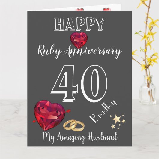 Speciaal 40e Jubileum kaart voor echtgenoot/echtge (Gele Bloem)