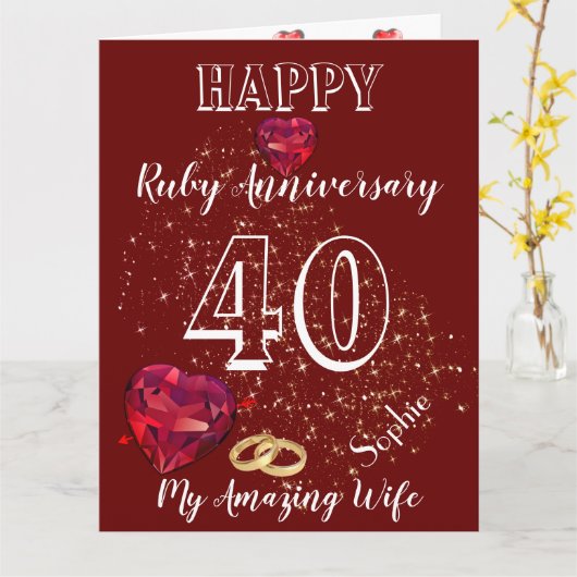 Speciaal 40e Ruby-Jubileum voor vrouwen Kaart (Gele Bloem)