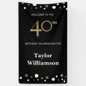 Speciaal 40e verjaardag Gold en zwart confetti Spandoek (Verticaal)