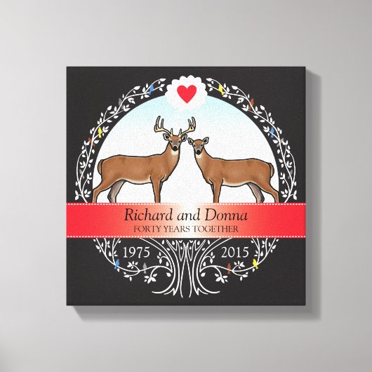 Speciaal 40th Wedding Jubileum, Buck & Doe Canvas Afdruk (Voorkant)