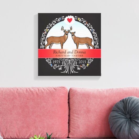Speciaal 40th Wedding Jubileum, Buck & Doe Canvas Afdruk (Insitu (Woonkamer))