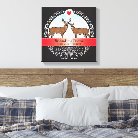 Speciaal 40th Wedding Jubileum, Buck & Doe Canvas Afdruk (Insitu (Slaapkamer))
