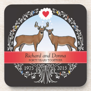 Speciaal 40th Wedding Jubileum, Buck & Doe Drankjes Onderzetter