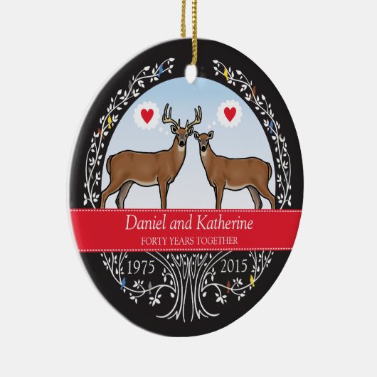 Speciaal 40th Wedding Jubileum, Buck & Doe Keramisch Ornament (Rechts)