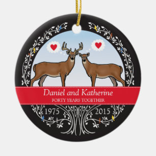 Speciaal 40th Wedding Jubileum, Buck & Doe Keramisch Ornament