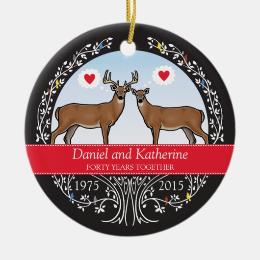 Speciaal 40th Wedding Jubileum, Buck & Doe Keramisch Ornament (Voorkant)