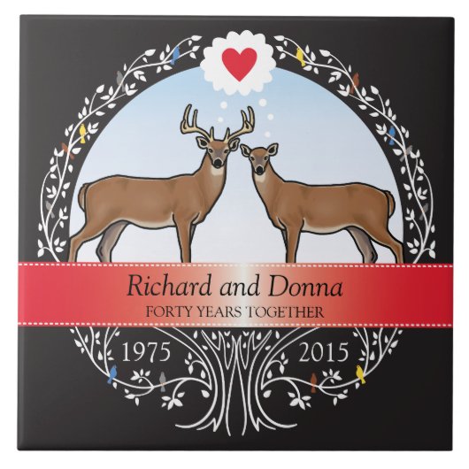 Speciaal 40th Wedding Jubileum, Buck & Doe Tegeltje (Voorkant)