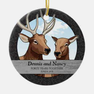 Speciaal 40th Wedding Jubileum, Elk Keramisch Ornament