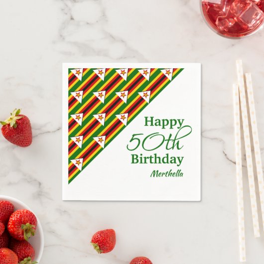 Speciaal 50E BIRTHDAY Zimbabwe-vlaggendocument Servet (Insitu)
