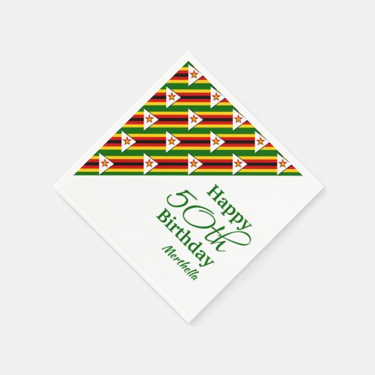 Speciaal 50E BIRTHDAY Zimbabwe-vlaggendocument Servet (Hoek)