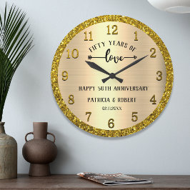 Speciaal 50e Gold Wedding-Jubileum Glitter Grote Klok