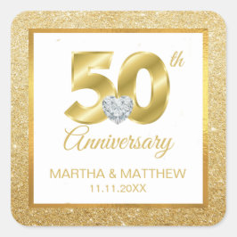 Speciaal 50e Gold Wedding-Jubileum Vierkante Sticker