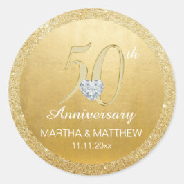 Speciaal 50e Jubileum bruiloft Gold Glitter Ronde Sticker