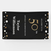 Speciaal 50e verjaardag Gold en zwart confetti Spandoek (Horizontaal)
