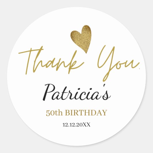 Speciaal 50e verjaardag Gold Hartelijk dank Ronde Sticker (Voorkant)