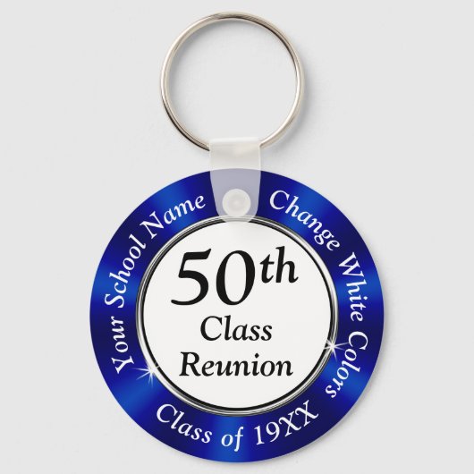 Speciaal 50th Class Reunion Souvenirs, blauw Sleutelhanger (Voorkant)