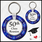 Speciaal 50th Class Reunion Souvenirs, blauw Sleutelhanger