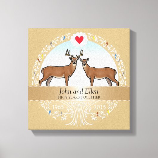 Speciaal 50th Wedding Jubileum, Buck & Doe Canvas Afdruk (Voorkant)