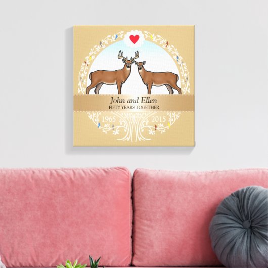 Speciaal 50th Wedding Jubileum, Buck & Doe Canvas Afdruk (Insitu (Woonkamer))