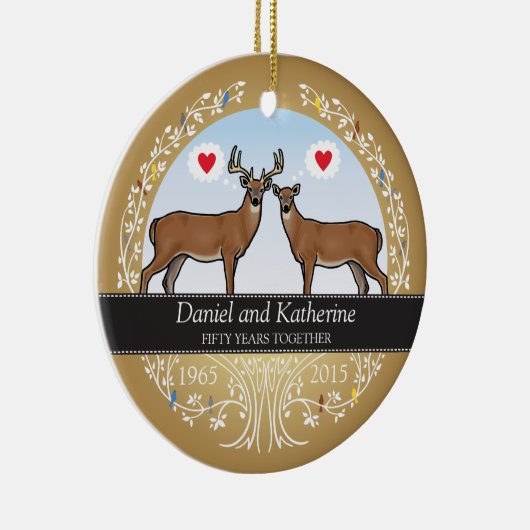 Speciaal 50th Wedding Jubileum, Buck & Doe Keramisch Ornament (Rechts)