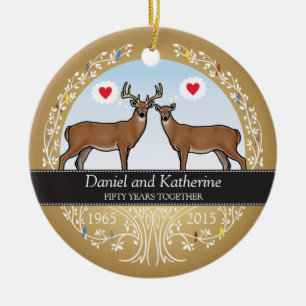 Speciaal 50th Wedding Jubileum, Buck & Doe Keramisch Ornament