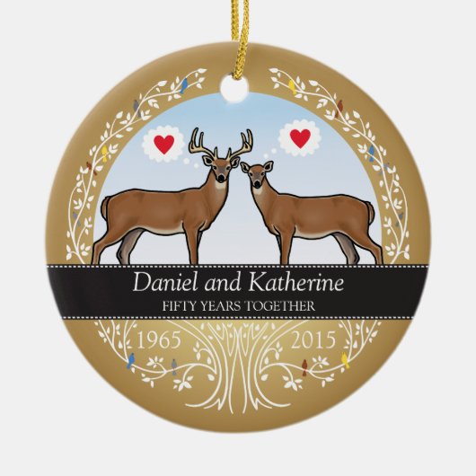 Speciaal 50th Wedding Jubileum, Buck & Doe Keramisch Ornament (Voorkant)