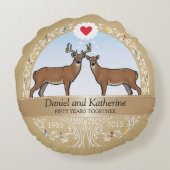 Speciaal 50th Wedding Jubileum, Buck & Doe Rond Kussen (Achterkant)