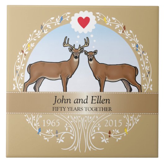 Speciaal 50th Wedding Jubileum, Buck & Doe Tegeltje (Voorkant)