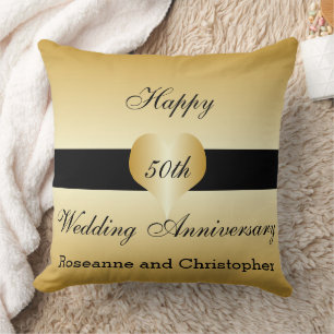 Speciaal 50th Wedding Jubileum Gold Heart Kussen