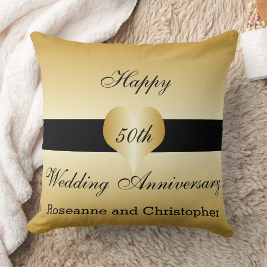 Speciaal 50th Wedding Jubileum Gold Heart Kussen (Deken)