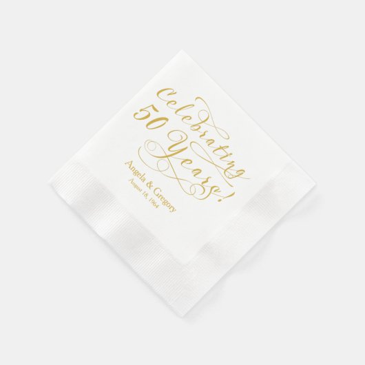 Speciaal 50th Wedding Jubileum Gold White Servetten (Hoek)