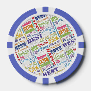 Speciaal 55e geboortedag partij - Gepersonaliseerd Poker Chips