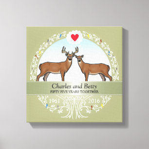 Speciaal 55th Wedding Jubileum, Buck & Doe Canvas Afdruk
