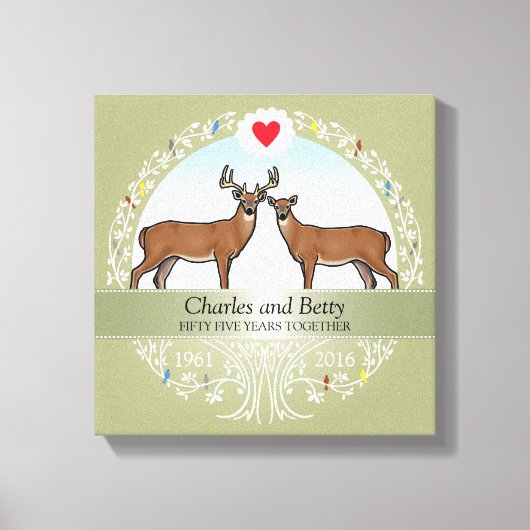 Speciaal 55th Wedding Jubileum, Buck & Doe Canvas Afdruk (Voorkant)