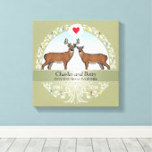 Speciaal 55th Wedding Jubileum, Buck & Doe Canvas Afdruk (Insitu (Houten vloer))