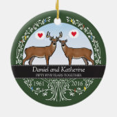 Speciaal 55th Wedding Jubileum, Buck & Doe Keramisch Ornament (Achterkant)