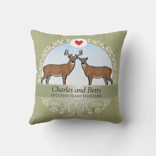 Speciaal 55th Wedding Jubileum, Buck & Doe Kussen (Achterkant)