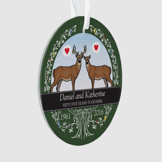 Speciaal 55th Wedding Jubileum, Buck & Doe Ornament (voorkant)