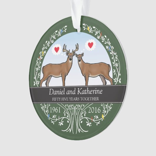 Speciaal 55th Wedding Jubileum, Buck & Doe Ornament (voorkant)