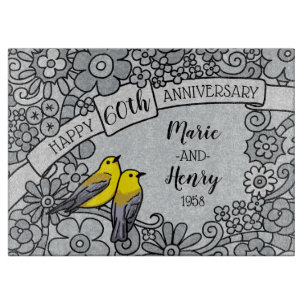 Speciaal 60e Jubileum, Diamond Floral Bird Snijplank